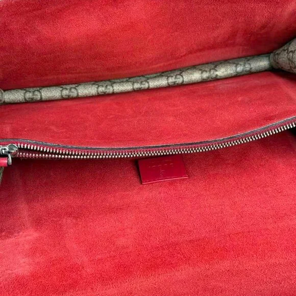 Gucci GG Logo Supreme Medium Dionysus Shoulder Bag with Red Interior - Picture 8 of 8